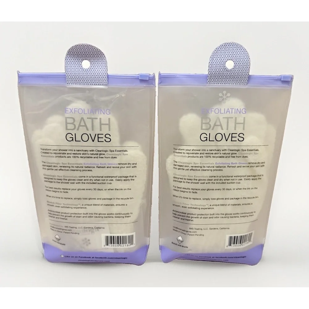 Exfoliating Gloves Body Scrub 2 Pack Shower Spa Exfoliator Organic Clean Logic